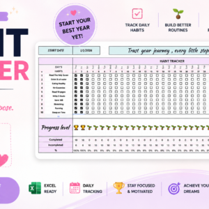 Cute Clean Growing Habit Tracker